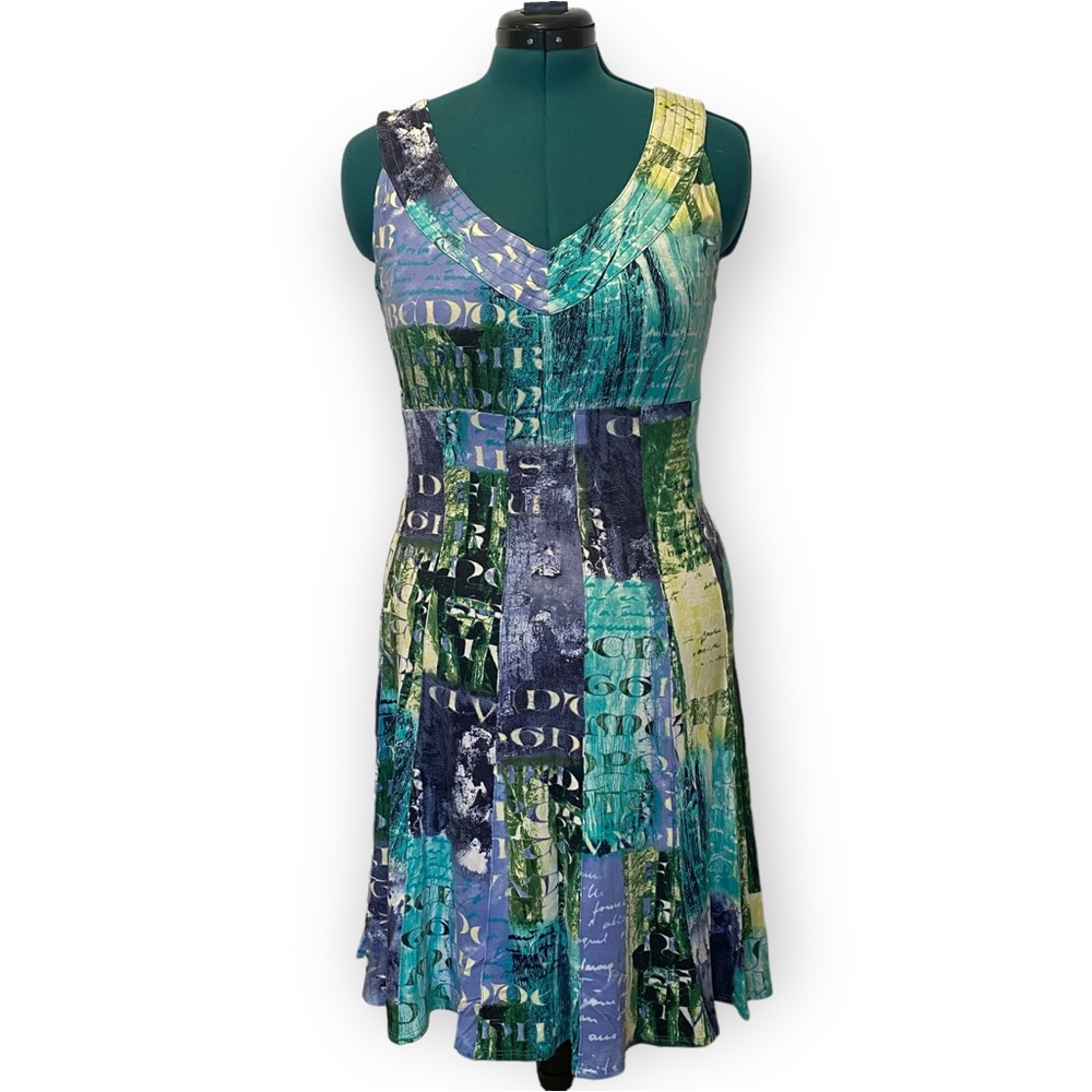 Terra Nostra Purple Turquoise Stretch Sleeveless Fit & Flare Summer Dress XL